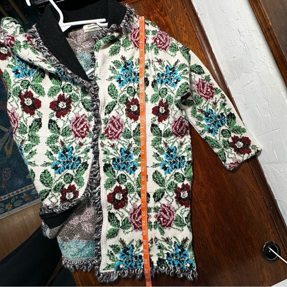 Aldo Martins Barcelona Floral Intarsia Knit Cardigan Wool Blend Size S/M - Picture 9 of 13